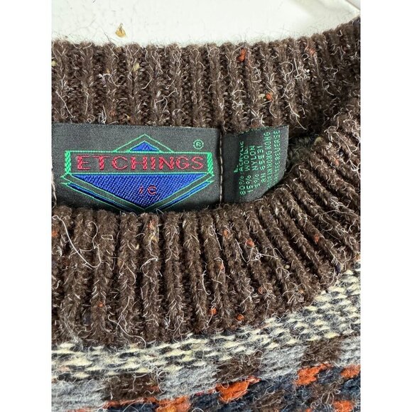 Vintage 90s Etchings Size Large Wool blend Sweater Grandpa - Picture 6 of 6